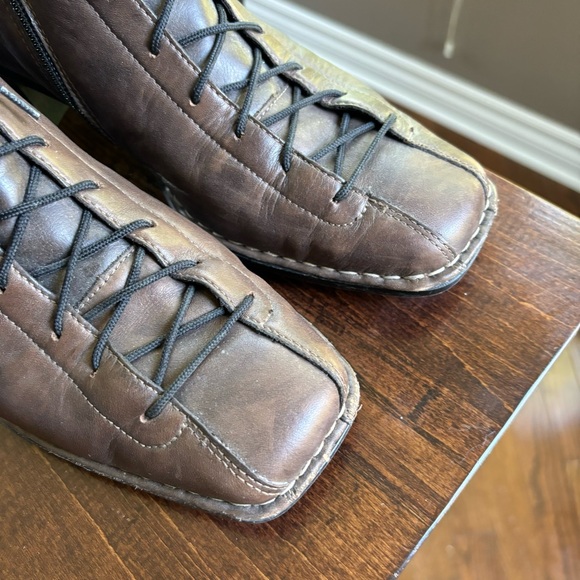Rieker Square Toe Lace Up Brown Boots - Picture 6 of 11